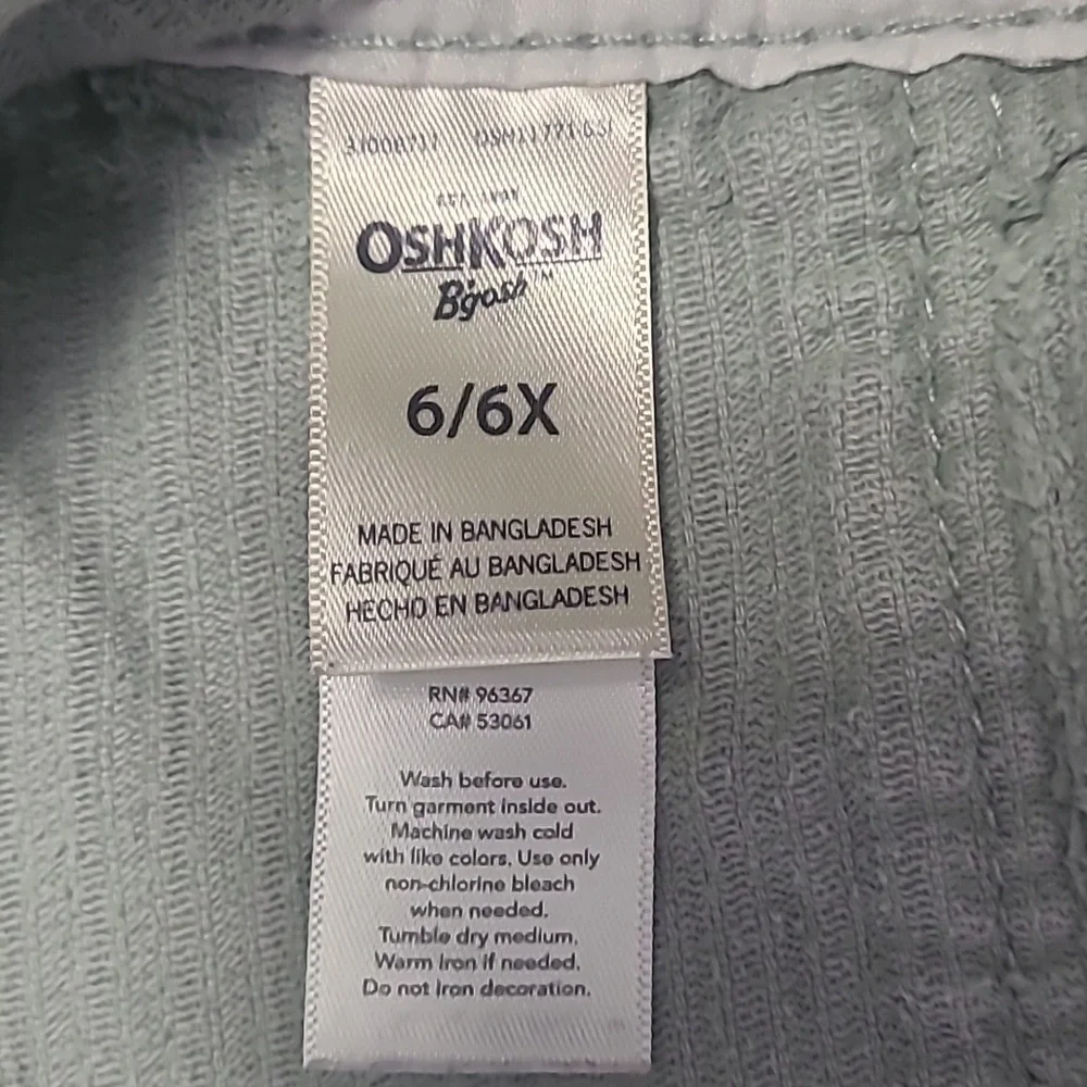 OshKosh B'gosh Soft Green Corduroy Overall Jumper Dress 6/6X